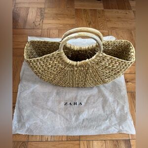 Zara Natural Woven Tote Bag